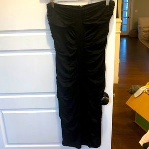 Black Strapless, Ruched, Cocktail Dress